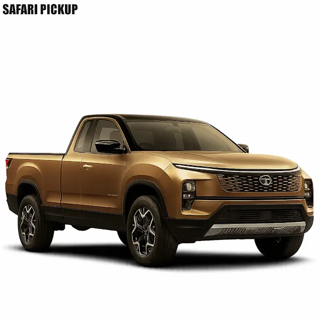 Stunning AI-generated concept of a Tata Safari reimagined as a modern lifestyle pickup truck.
