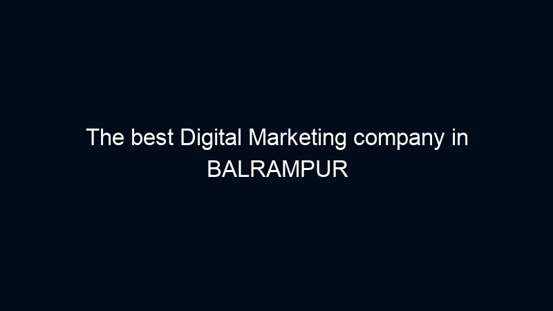The best Digital Marketing company in BALRAMPUR